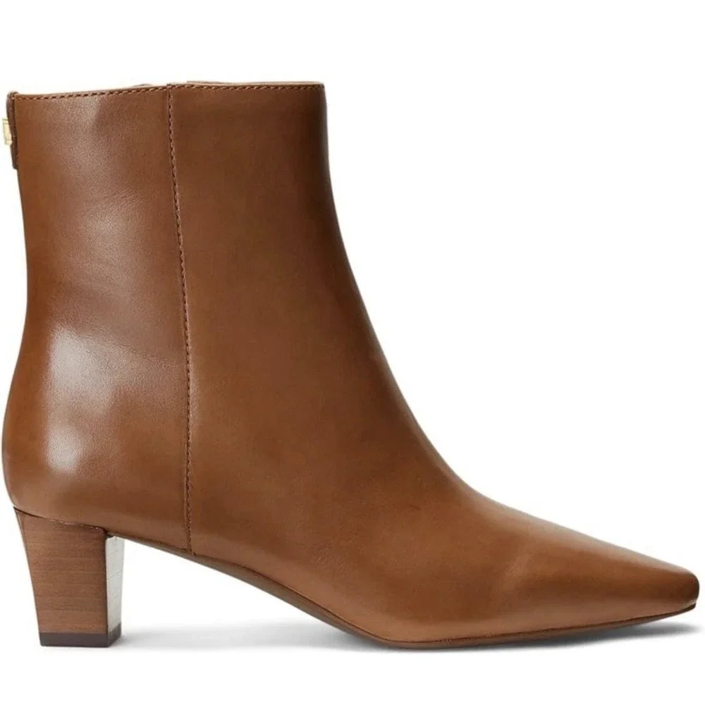 Lauren Ralph Lauren Willa Boots Women's Polo Tan Leather Ankle Bootie Size 5